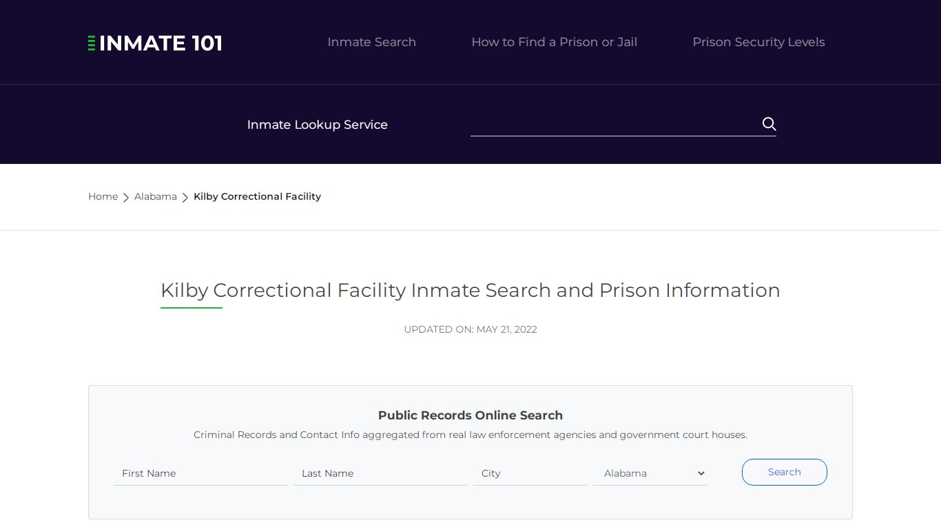 Kilby Correctional Facility Inmate Search, Visitation ...